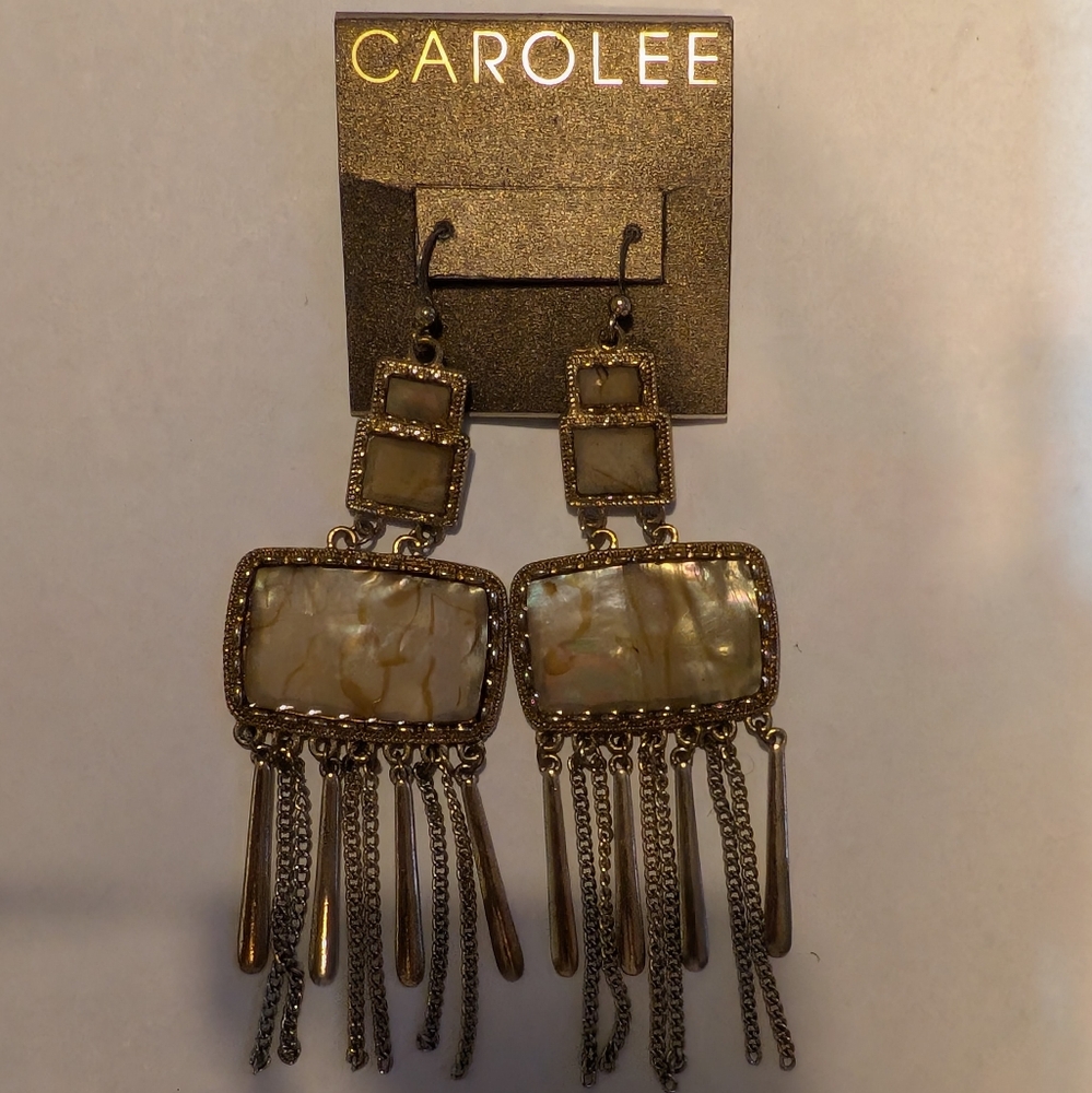 Vintage Carolee dangling marble stone pierce earrings